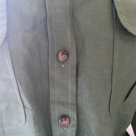 J crew new linen army green cargo button down - Picture 3 of 5